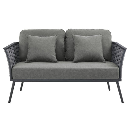 Stance Outdoor Patio Aluminum Loveseat - Gray Charcoal