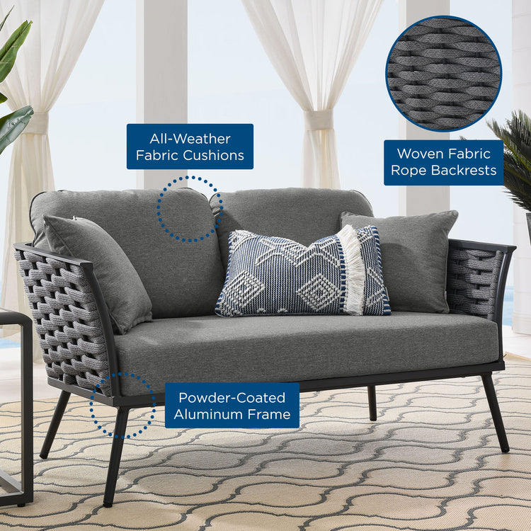 Stance Outdoor Patio Aluminum Loveseat - Gray Charcoal