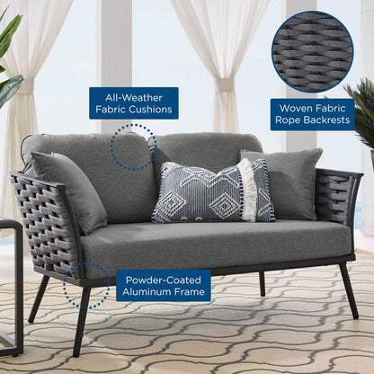 Stance Outdoor Patio Aluminum Loveseat - Gray Charcoal
