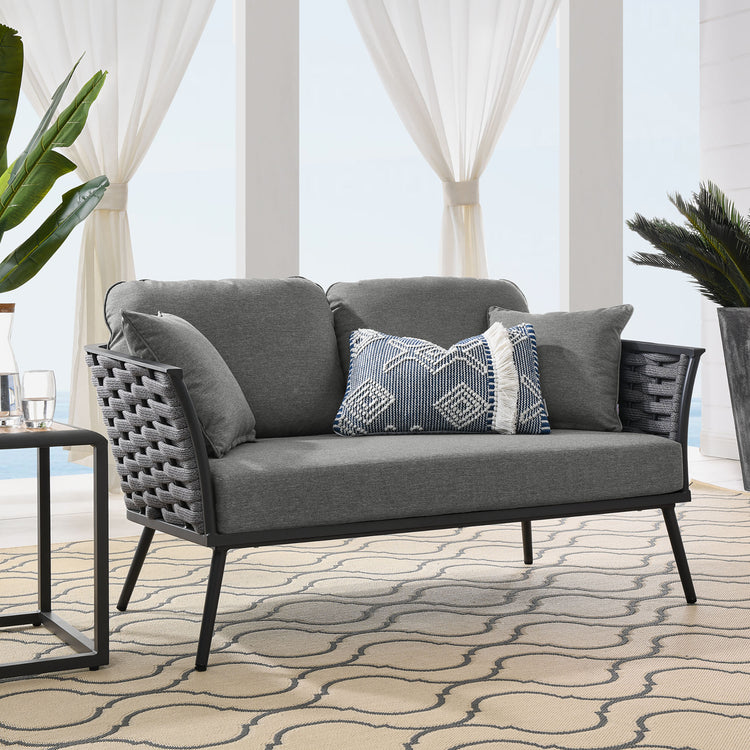 Stance Outdoor Patio Aluminum Loveseat - Gray Charcoal