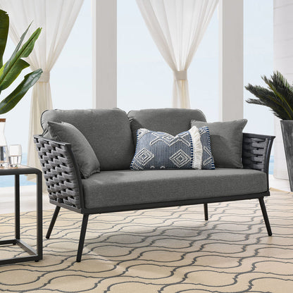 Stance Outdoor Patio Aluminum Loveseat - Gray Charcoal