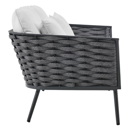 Stance Outdoor Patio Aluminum Loveseat - Gray White