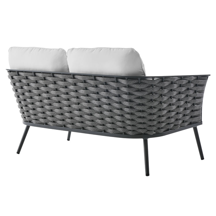 Stance Outdoor Patio Aluminum Loveseat - Gray White