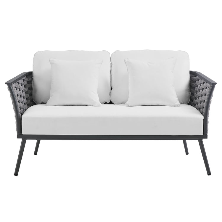 Stance Outdoor Patio Aluminum Loveseat - Gray White