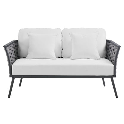 Stance Outdoor Patio Aluminum Loveseat - Gray White
