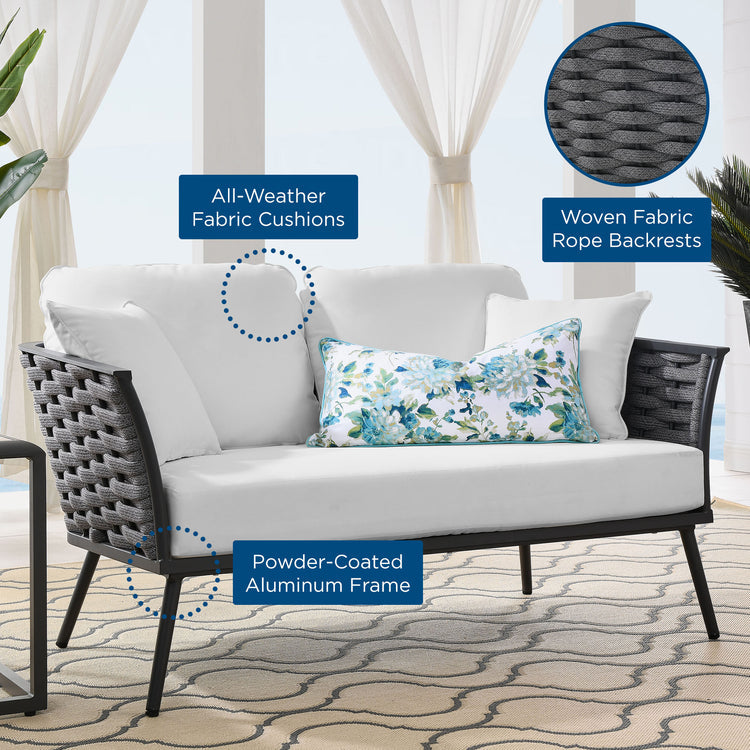 Stance Outdoor Patio Aluminum Loveseat - Gray White