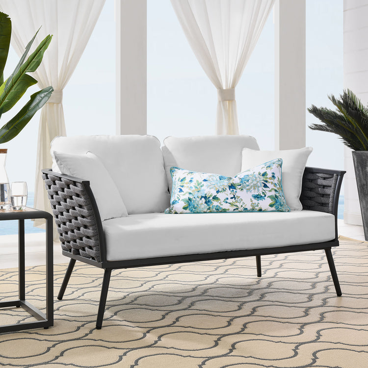 Stance Outdoor Patio Aluminum Loveseat - Gray White