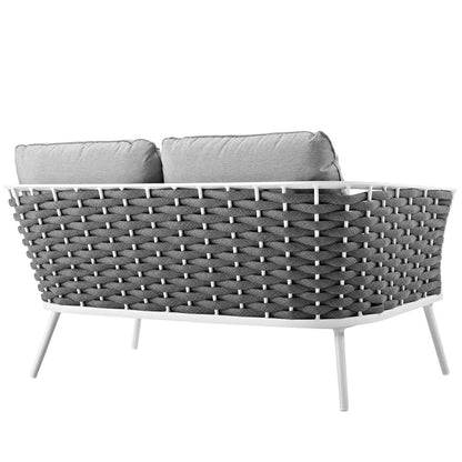 Stance Outdoor Patio Aluminum Loveseat - White Gray