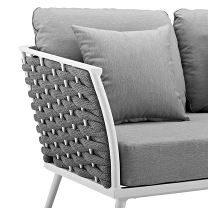 Stance Outdoor Patio Aluminum Loveseat - White Gray