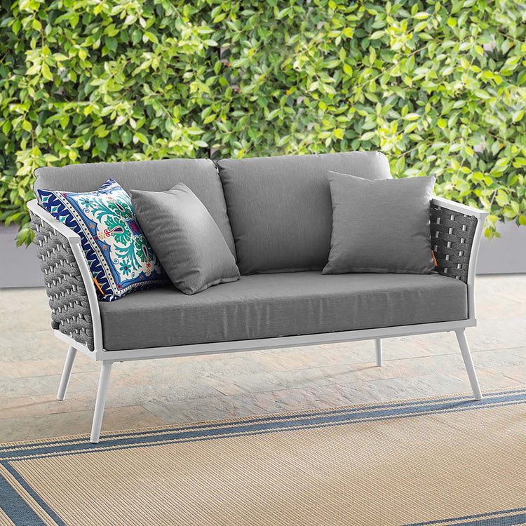 Stance Outdoor Patio Aluminum Loveseat - White Gray