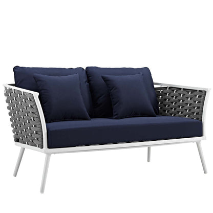 Stance Outdoor Patio Aluminum Loveseat - White Navy