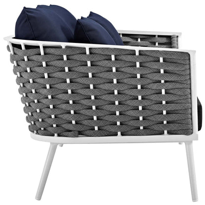 Stance Outdoor Patio Aluminum Loveseat - White Navy