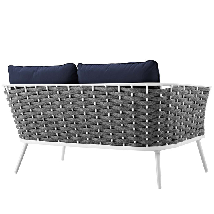 Stance Outdoor Patio Aluminum Loveseat - White Navy