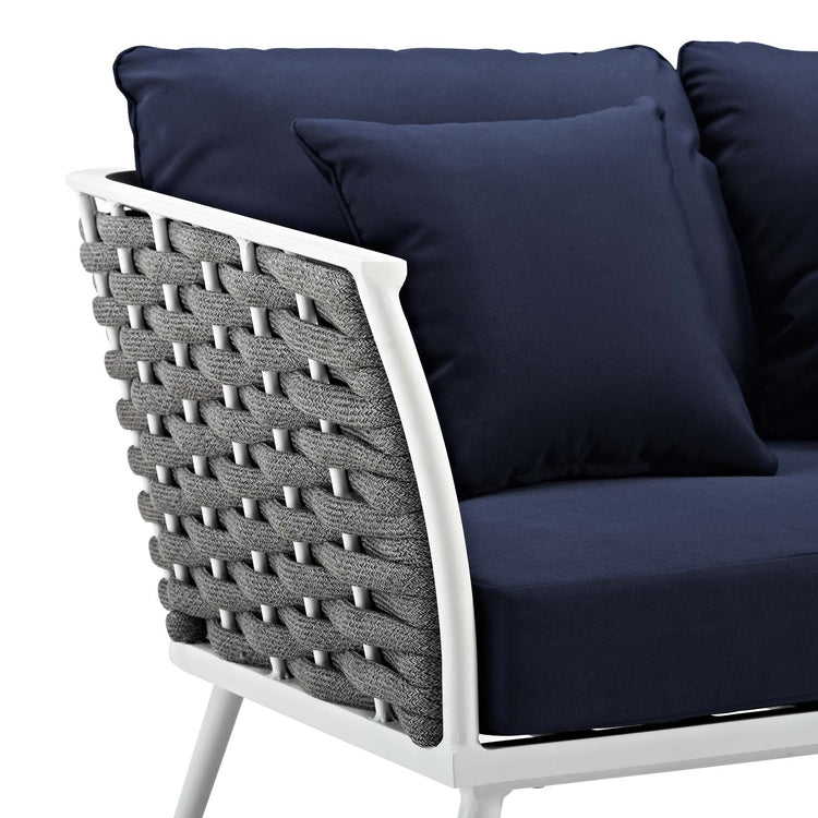 Stance Outdoor Patio Aluminum Loveseat - White Navy