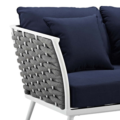 Stance Outdoor Patio Aluminum Loveseat - White Navy