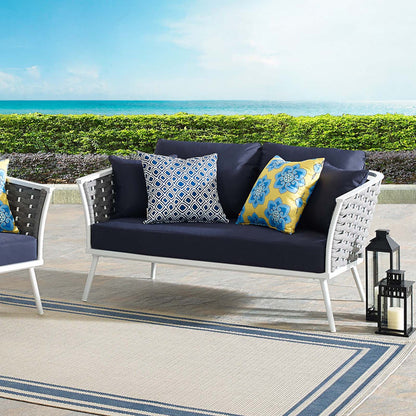 Stance Outdoor Patio Aluminum Loveseat - White Navy