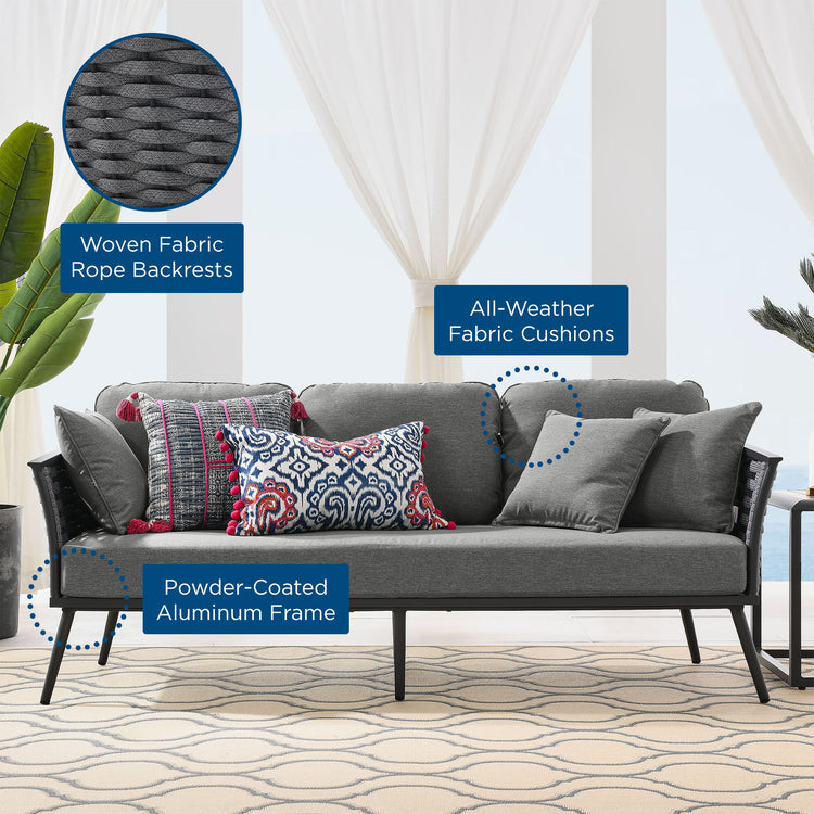 Stance Outdoor Patio Aluminum Sofa - Gray Charcoal