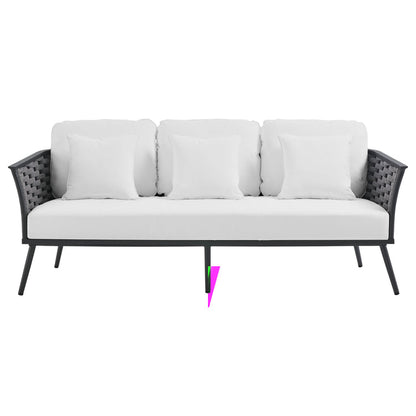 Stance Outdoor Patio Aluminum Sofa - Gray White