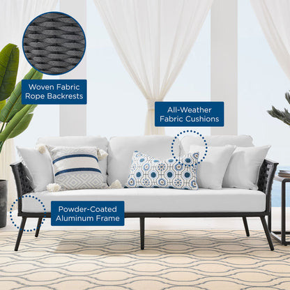 Stance Outdoor Patio Aluminum Sofa - Gray White
