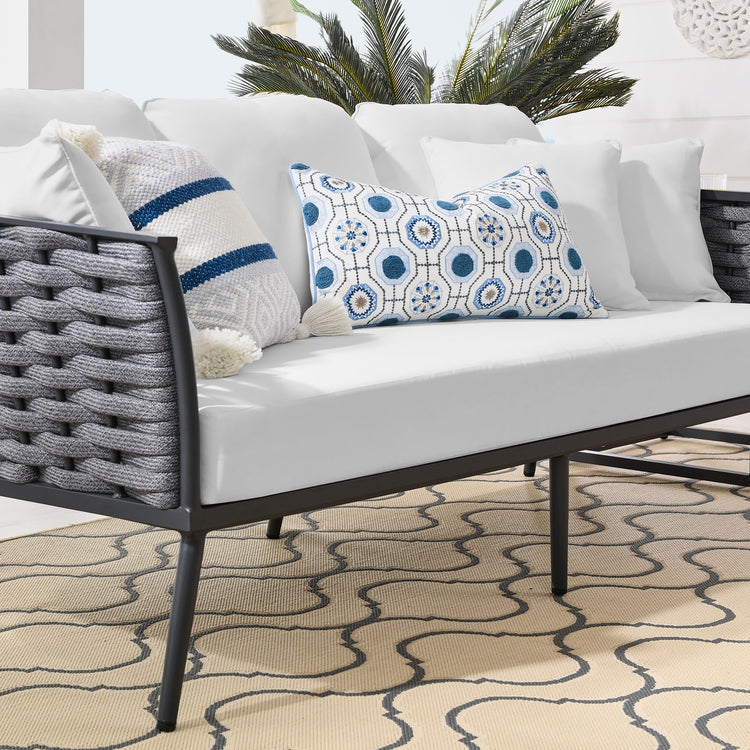 Stance Outdoor Patio Aluminum Sofa - Gray White