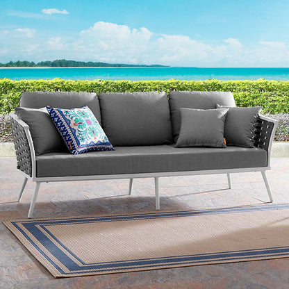 Stance Outdoor Patio Aluminum Sofa - White Gray