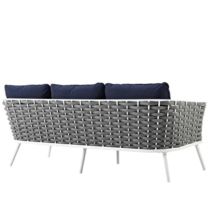 Stance Outdoor Patio Aluminum Sofa - White Navy