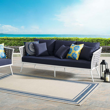 Stance Outdoor Patio Aluminum Sofa - White Navy