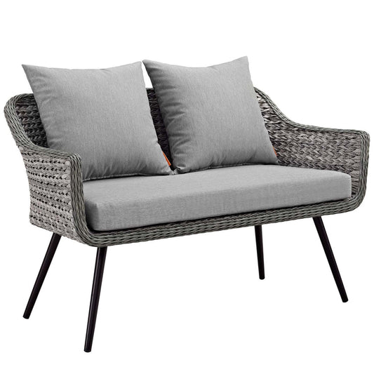 Endeavor Outdoor Patio Wicker Rattan Loveseat - Gray Gray