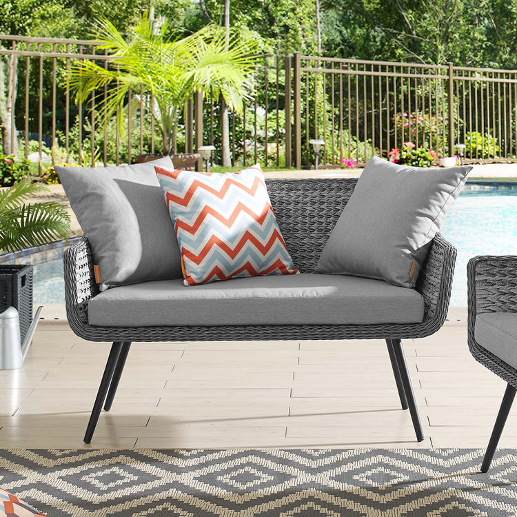 Endeavor Outdoor Patio Wicker Rattan Loveseat - Gray Gray