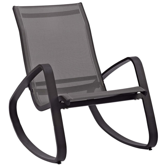 Traveler Rocking Outdoor Patio Mesh Sling Lounge Chair - Espresso
