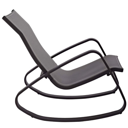 Traveler Rocking Outdoor Patio Mesh Sling Lounge Chair - Espresso