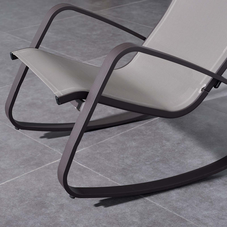 Traveler Rocking Outdoor Patio Mesh Sling Lounge Chair - Espresso