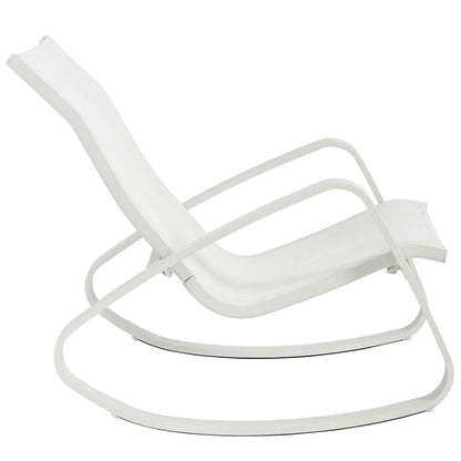 Traveler Rocking Outdoor Patio Mesh Sling Lounge Chair - White White