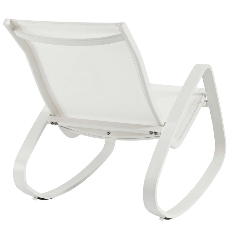 Traveler Rocking Outdoor Patio Mesh Sling Lounge Chair - White White