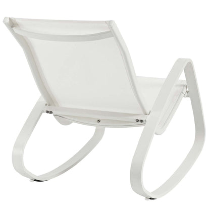 Traveler Rocking Outdoor Patio Mesh Sling Lounge Chair - White White