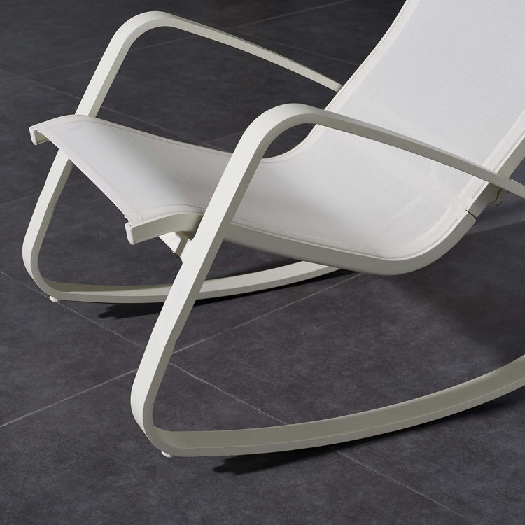 Traveler Rocking Outdoor Patio Mesh Sling Lounge Chair - White White