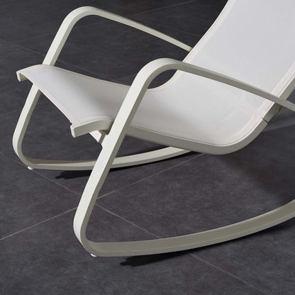 Traveler Rocking Outdoor Patio Mesh Sling Lounge Chair - White White