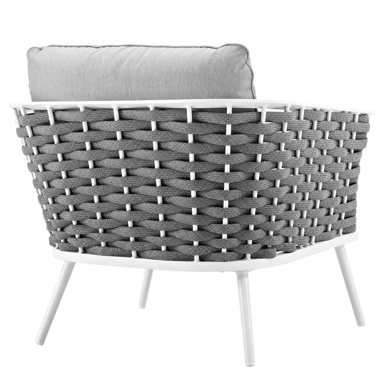 Stance 3 Piece Outdoor Aluminum Sectional Sofa Set - White Gray
