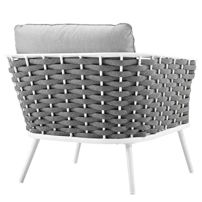 Stance 3 Piece Outdoor Aluminum Sectional Sofa Set - White Gray