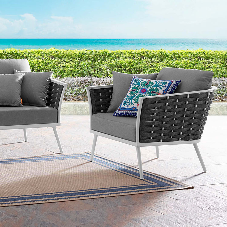 Stance Outdoor Patio Aluminum Armchair - White Gray
