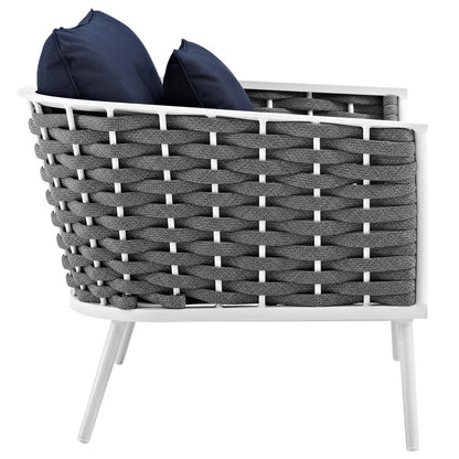Stance Outdoor Patio Aluminum Armchair - White Navy