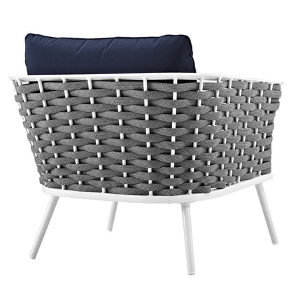 Stance 3 Piece Outdoor Patio Aluminum Sectional Sofa Set - White Navy