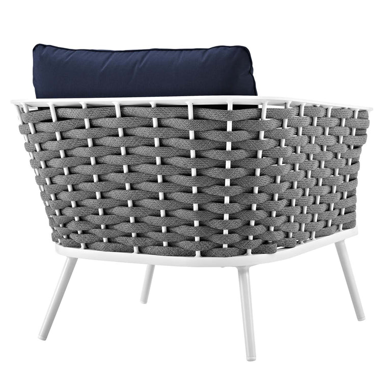 Stance Outdoor Patio Aluminum Armchair - White Navy