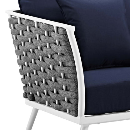 Stance Outdoor Patio Aluminum Armchair - White Navy