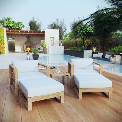 Upland 5 Piece Outdoor Patio Teak Set - Default Title
