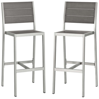 Shore Outdoor Patio Aluminum Armless Bar Stool Set of 2 - Default Title