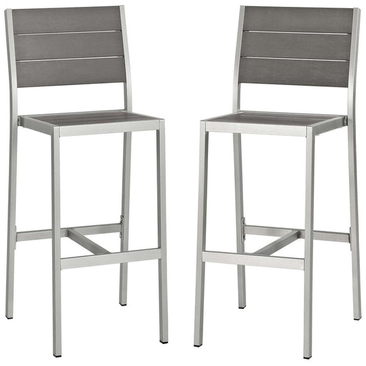 Shore Outdoor Patio Aluminum Armless Bar Stool Set of 2 - Default Title
