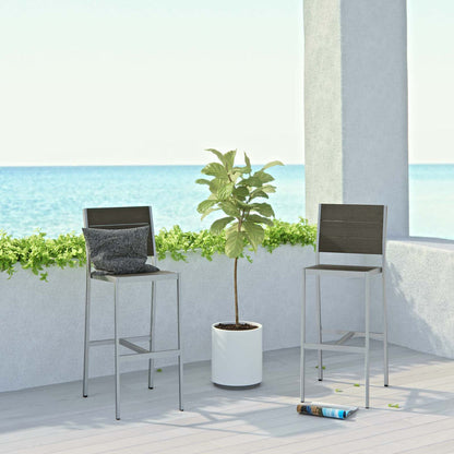 Shore Outdoor Patio Aluminum Armless Bar Stool Set of 2 - Default Title