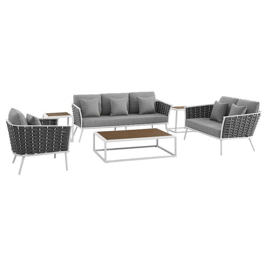 Stance 6 Piece Outdoor Aluminum Sectional Sofa Set - Default Title