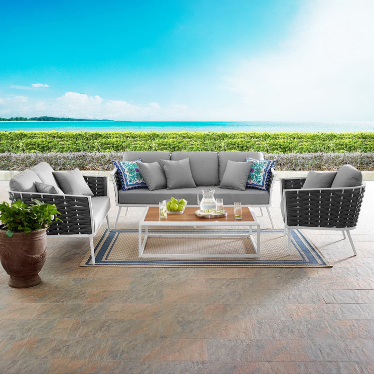 Stance 4 Piece Outdoor Aluminum Sectional Sofa Set - Default Title